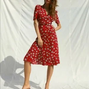 Green Wrap Rouje Gabin Dress Uk Red Arlesienne Floral Print Midi Wrap Dress   Gabin Rouje